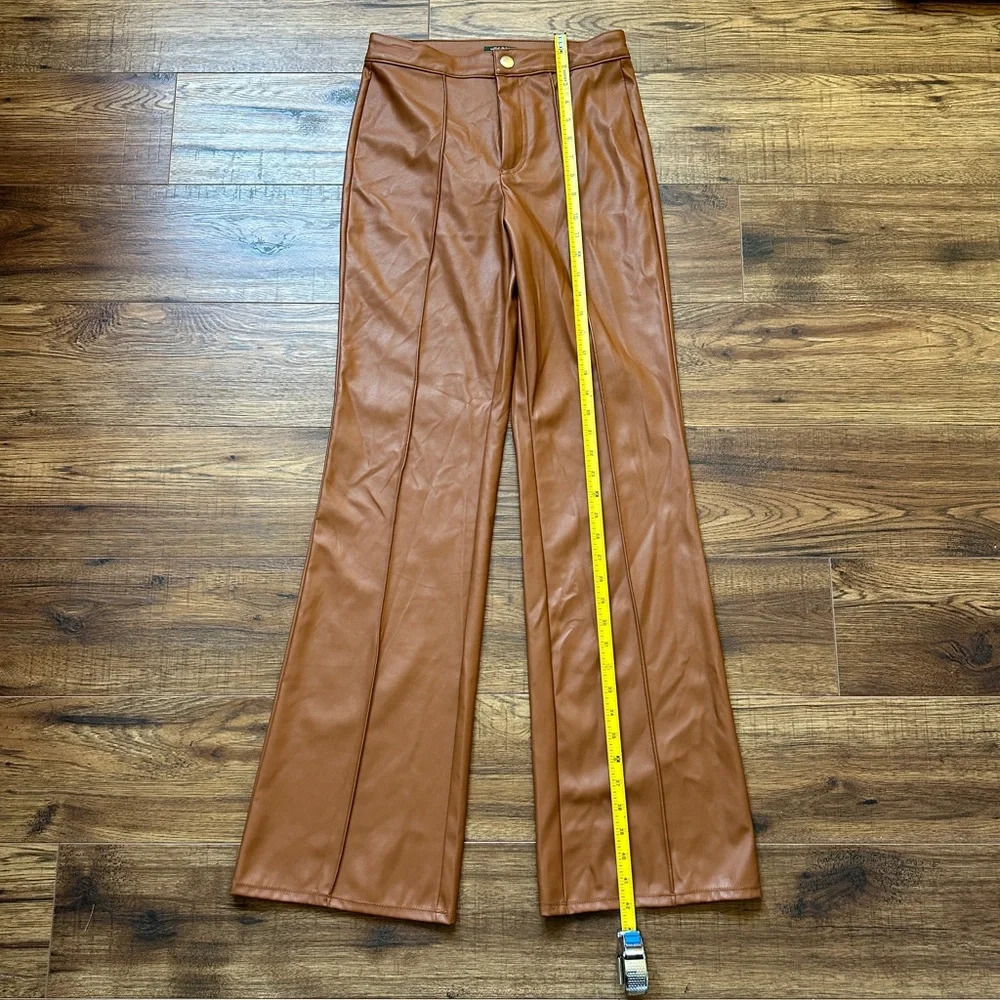 Wild Fable Women's High-Rise Faux Leather Flare Pant Copper Size 00 NWT - Picture 3 of 8